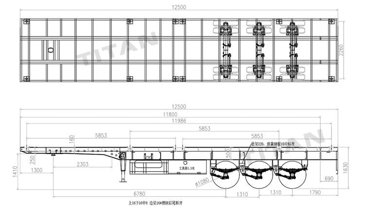 China 12m Tri Axle Flatbed Trailer for Sale Price in Guinea Kamsar