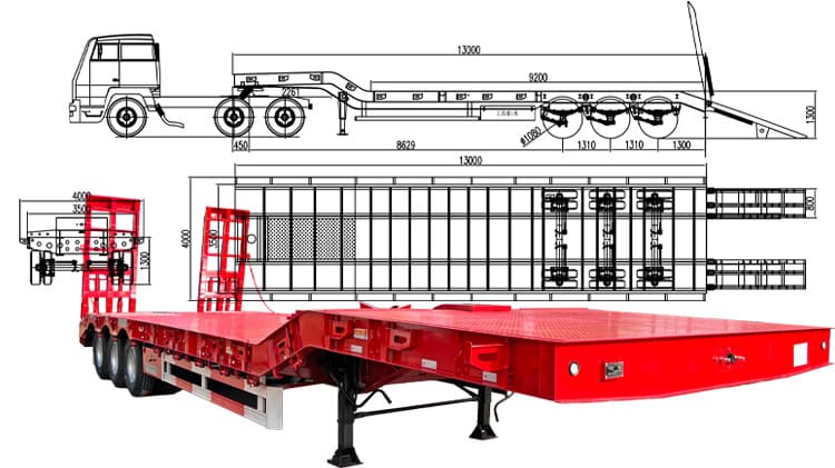 Tri Axle Lowbed Truck Price for Sale in Guinea